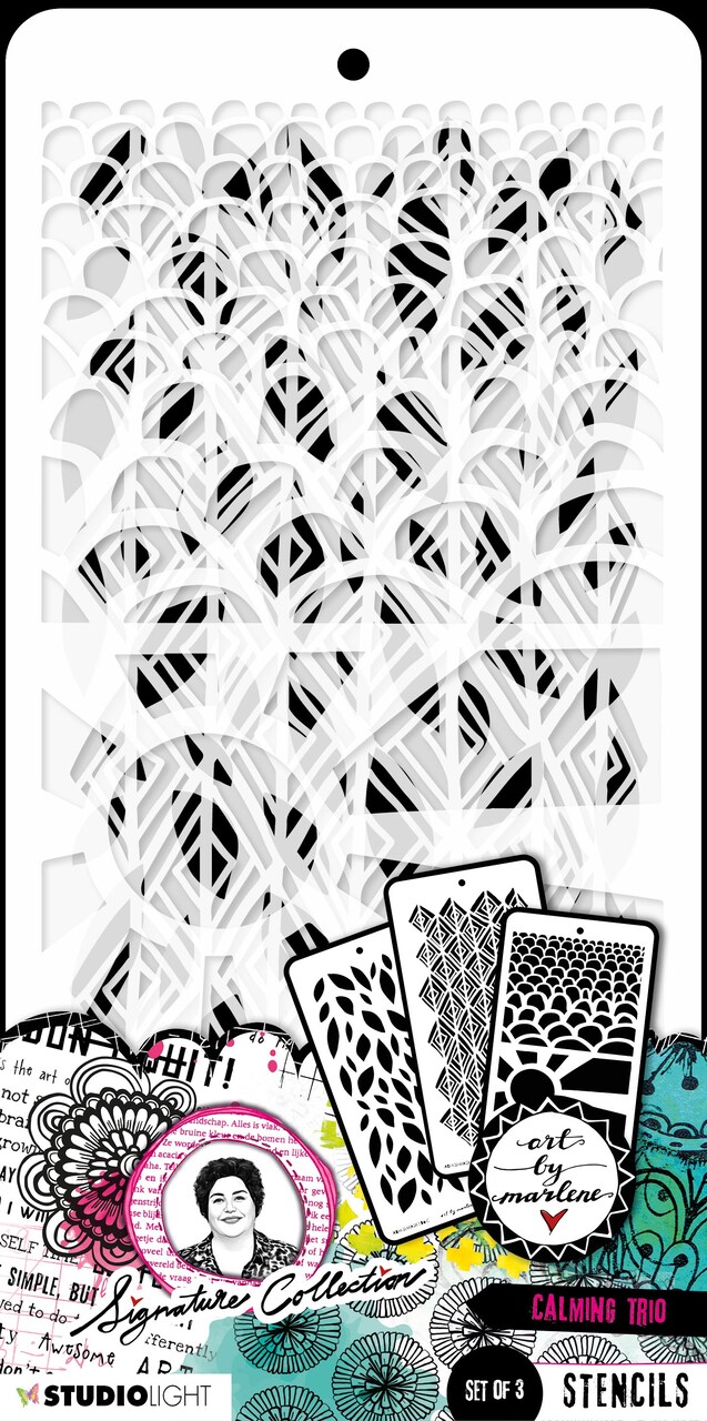 Art By Marlene Calming Trio 4.33"X8.38" Stencil-Nr. 186, Calming Trio